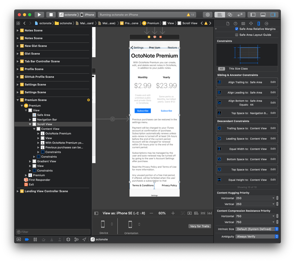 constrain scroll view